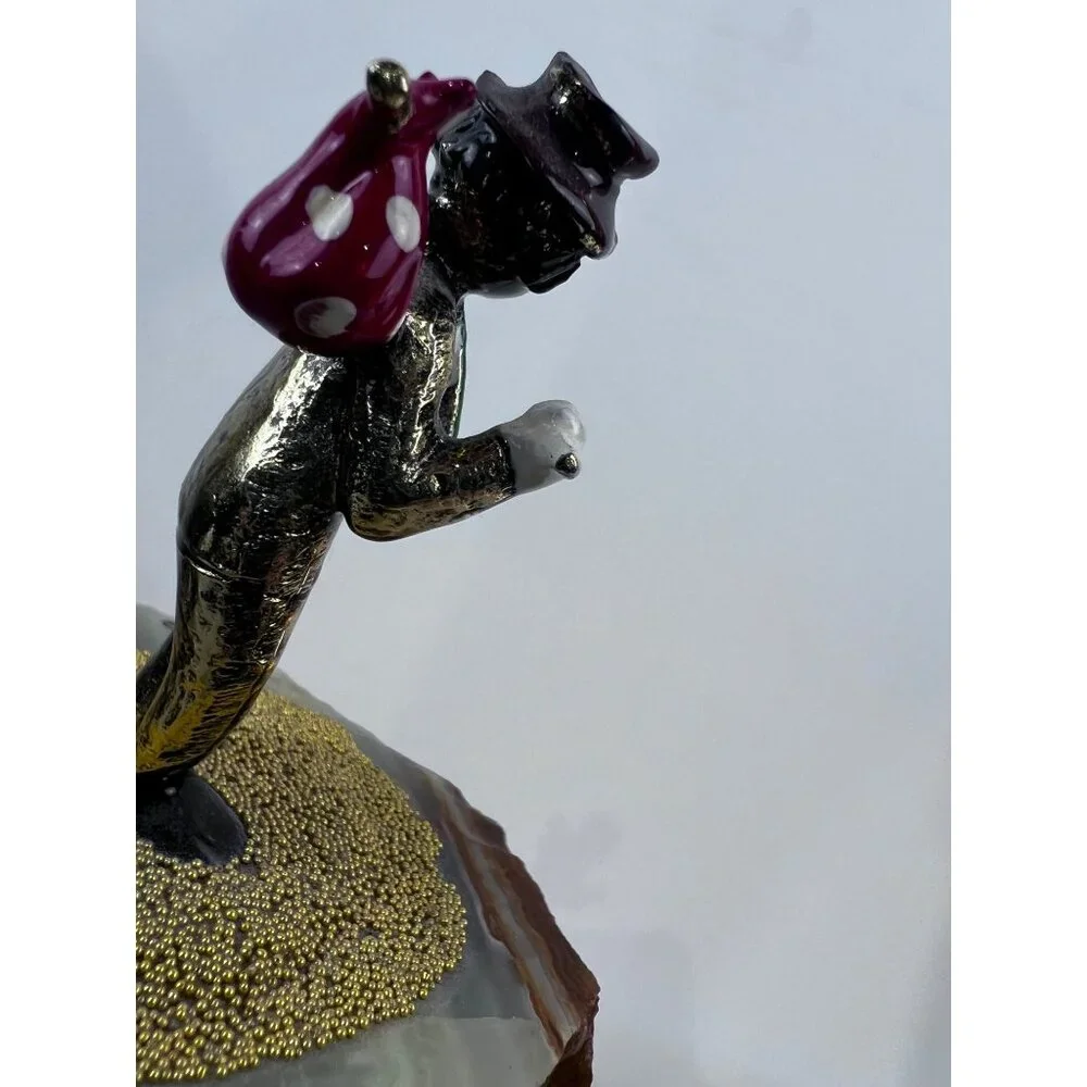 Handcrafted Metal Hobo Clown Figurine Stone Base 24K Gold Detailing '83 Ron Lee - Picture 6 of 10